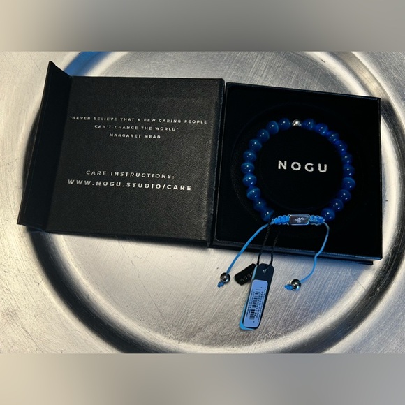 ๐๐ NOGU Aquamarine Cheshire Glass Bead Bracelet ๐๐ - Picture 3 of 6